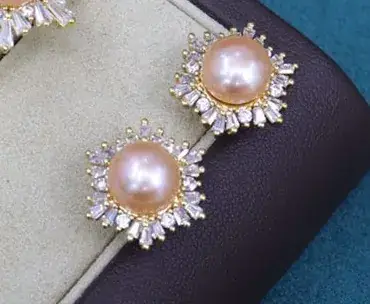 2021 Freshwater Pearl Set 8-9mm Peacock Green Black Pendant Earrings Ring 18K Pack Gold Light Luxury All-match Gift Giving - Image 6