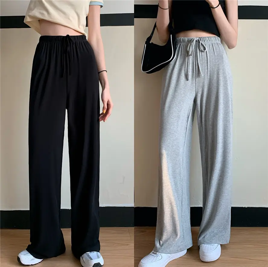Women's Wide Leg Spring Waist Pants Grey - Image 16