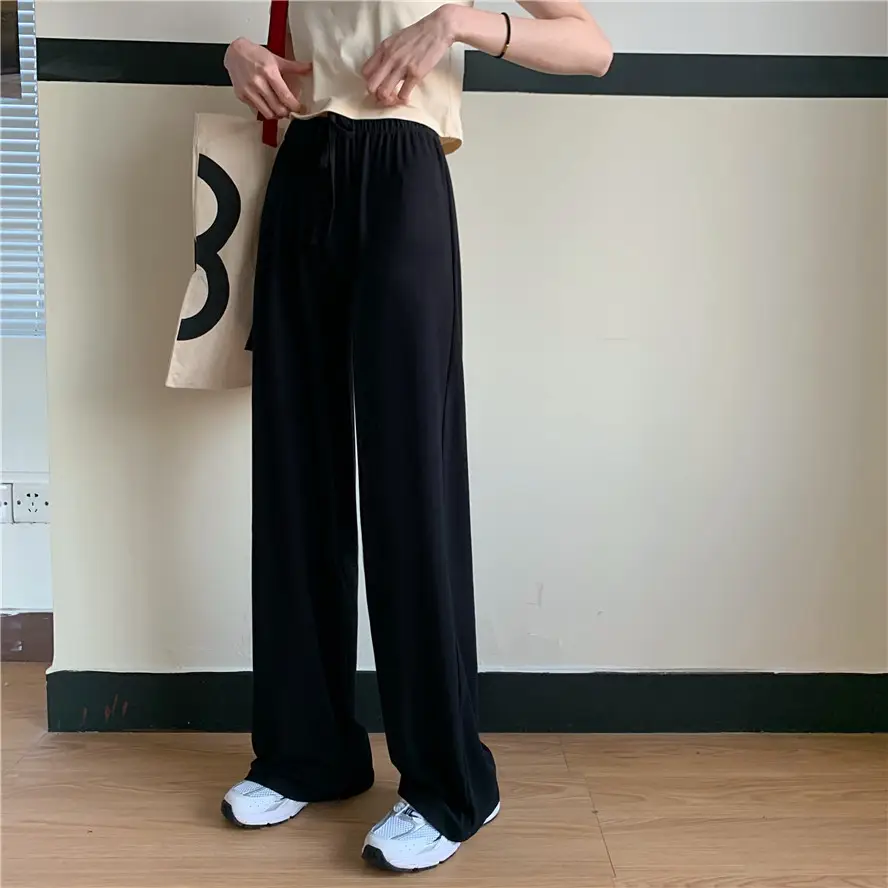 Women's Wide Leg Spring Waist Pants Grey - Image 18