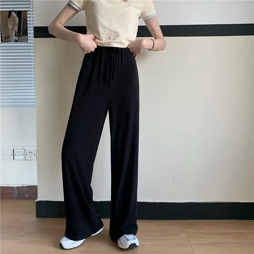Women's Wide Leg Spring Waist Pants Grey - Image 19
