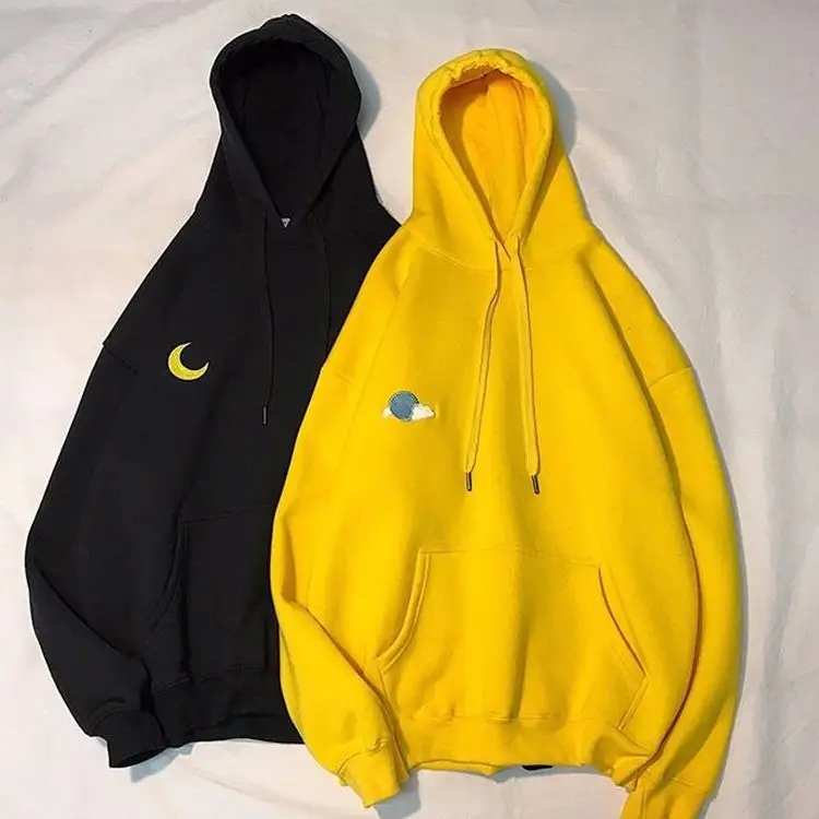 Women Printed Hoodie Set Black Yellow Large - Image 9