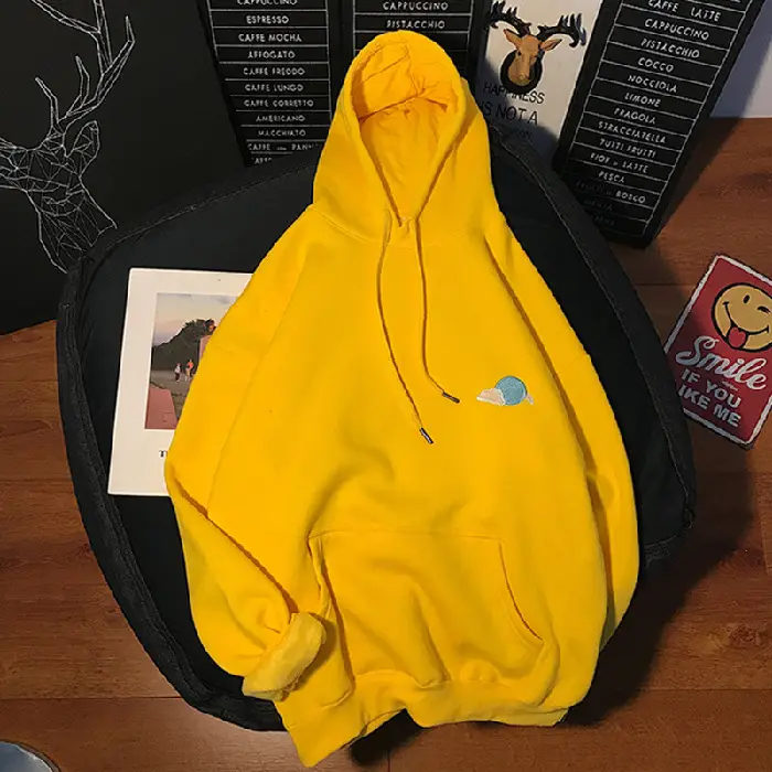 Women Printed Hoodie Set Black Yellow Large - Image 2