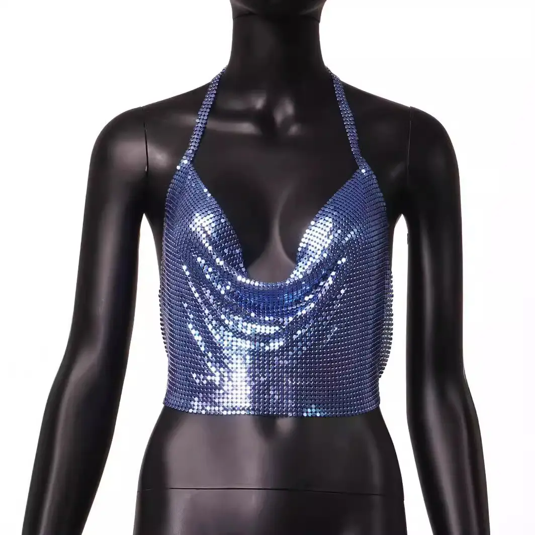 2026 Metal Hollow Out Camisole Women's Top with Sequins - Image 10