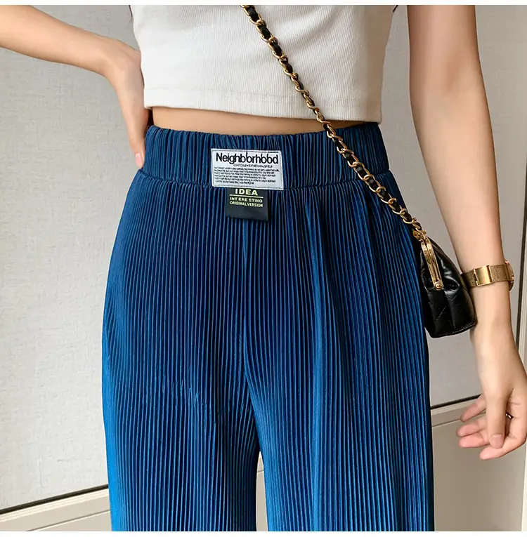 Women Blue Gradient Wide Leg Pants Summer Casual — feature 19