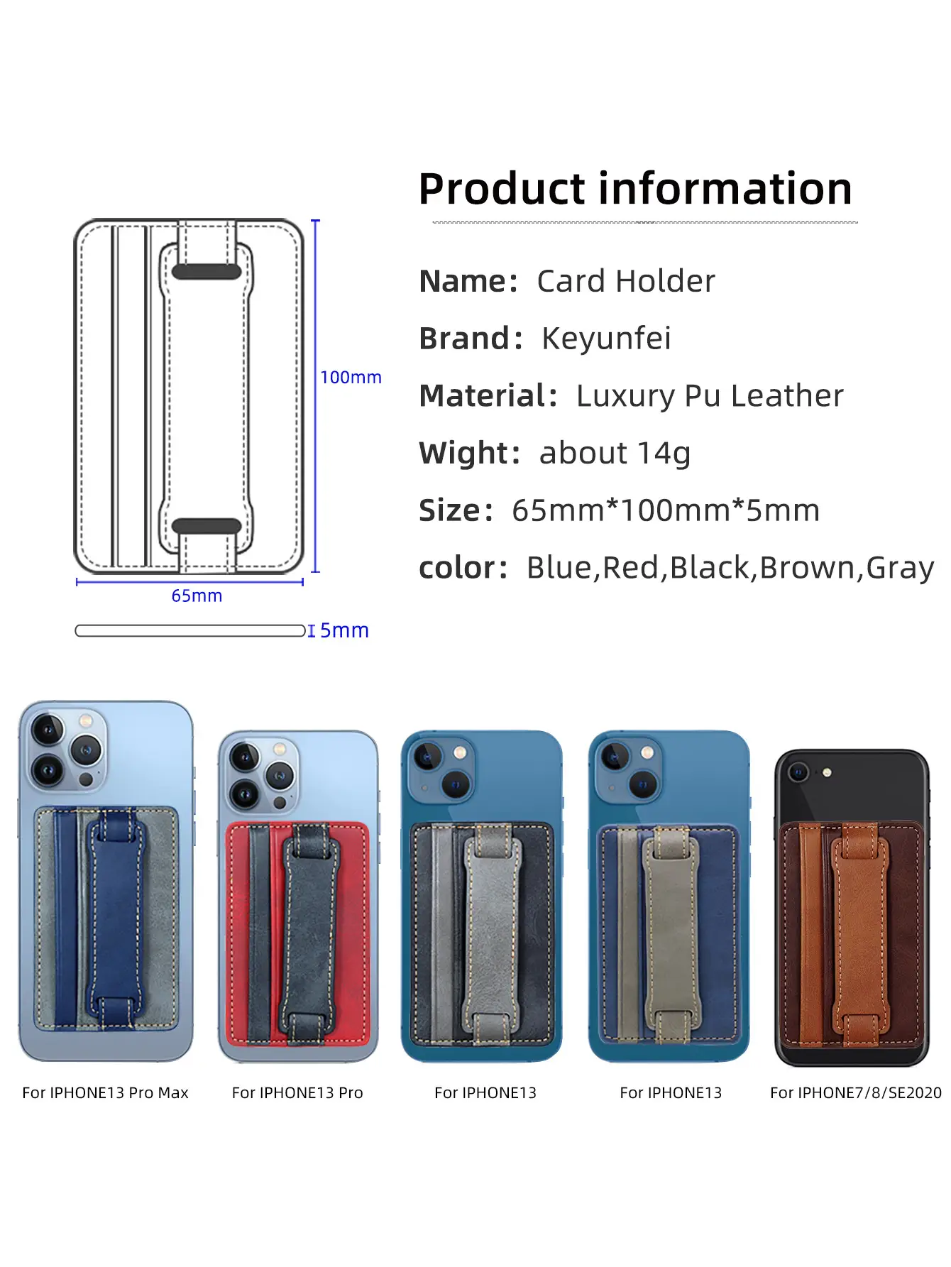 Leather Lazy Card Holder Back Mount Wrist Strap — feature 4