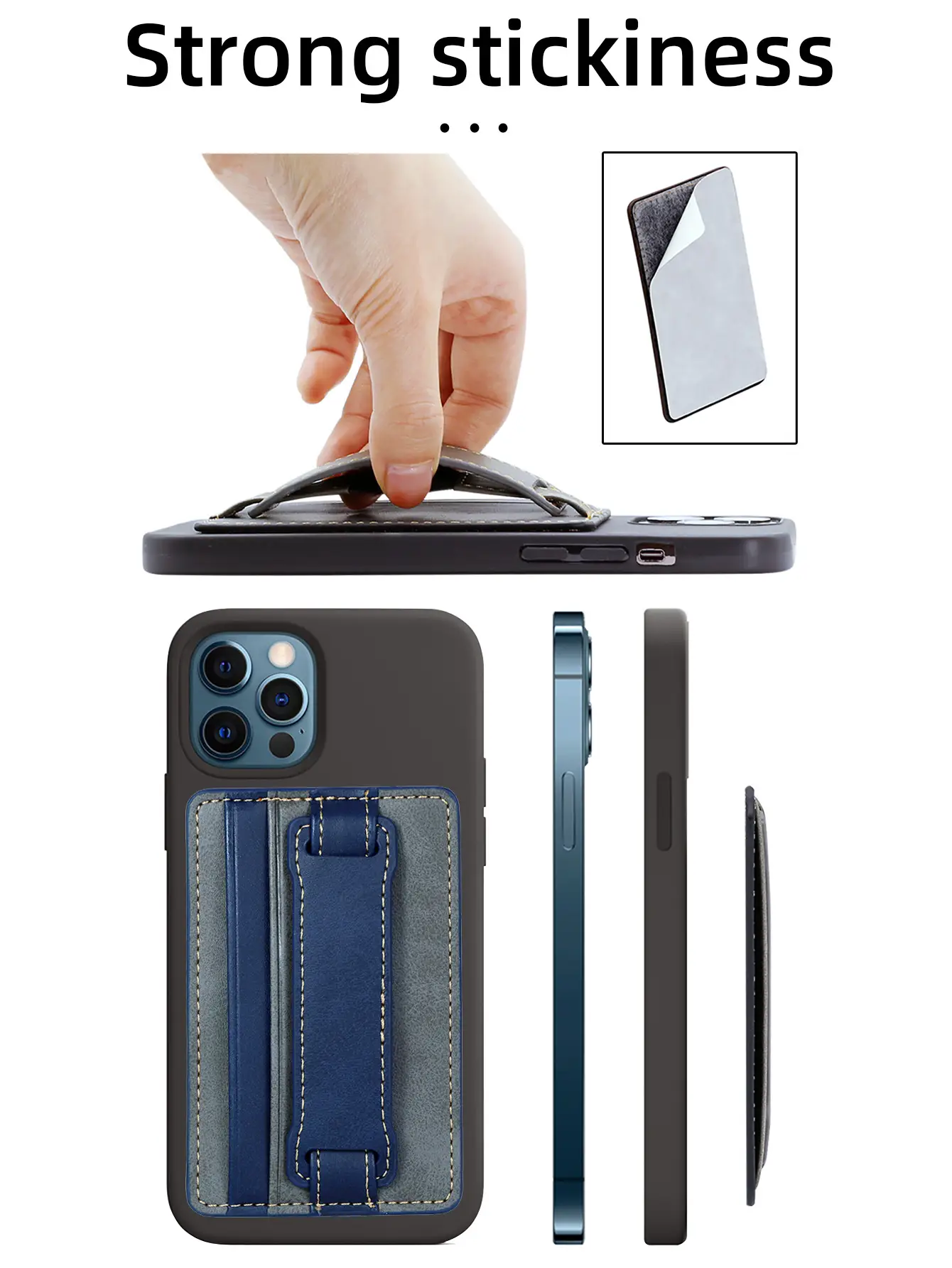 Leather Lazy Card Holder Back Mount Wrist Strap — feature 7