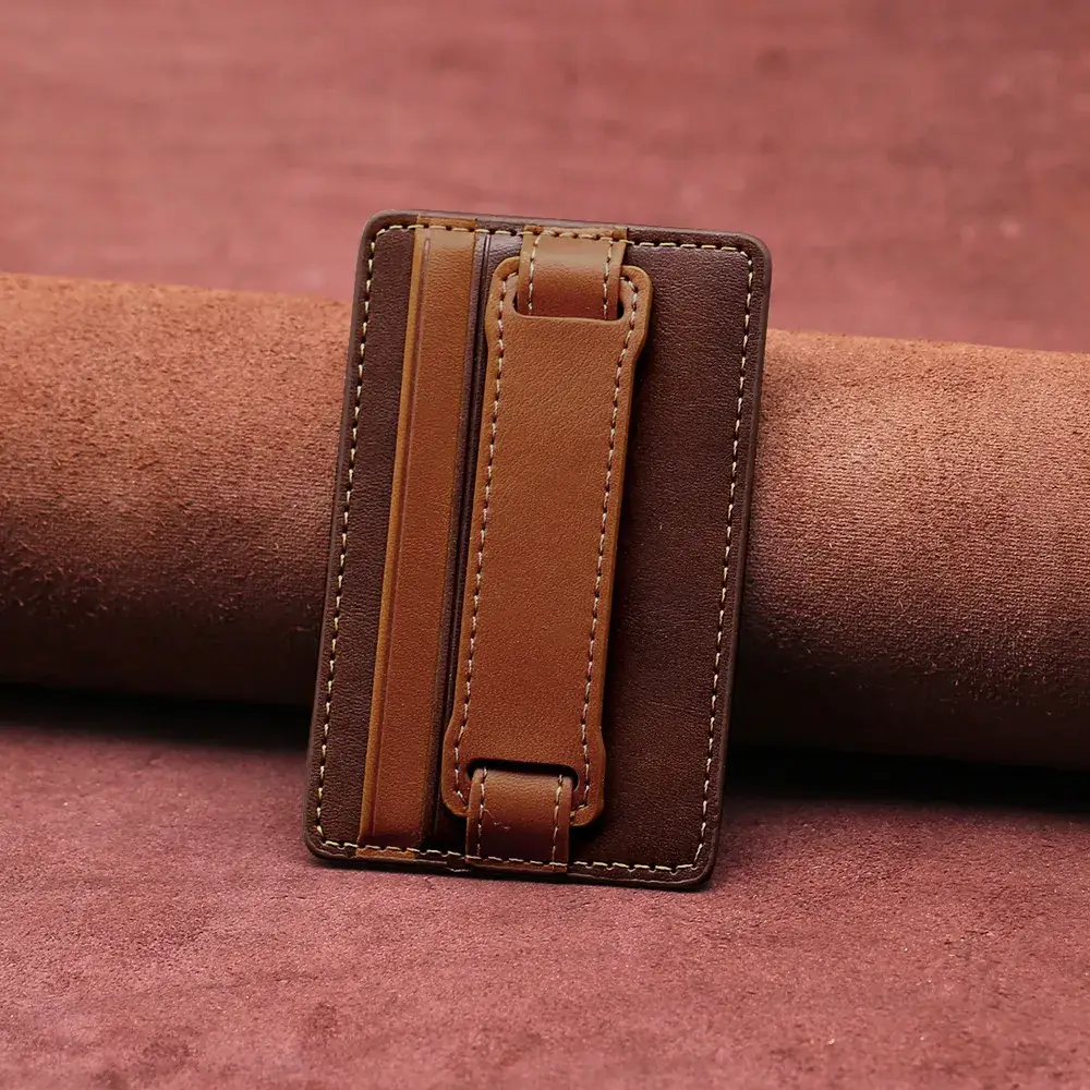 Leather Lazy Card Holder Back Mount Wrist Strap - Image 2
