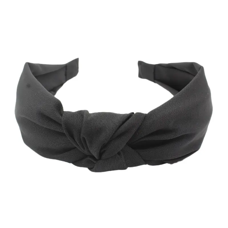 Korean New Hair Hoop Out Cross Knot Solid Color Wide-brimmed Headband - Image 3