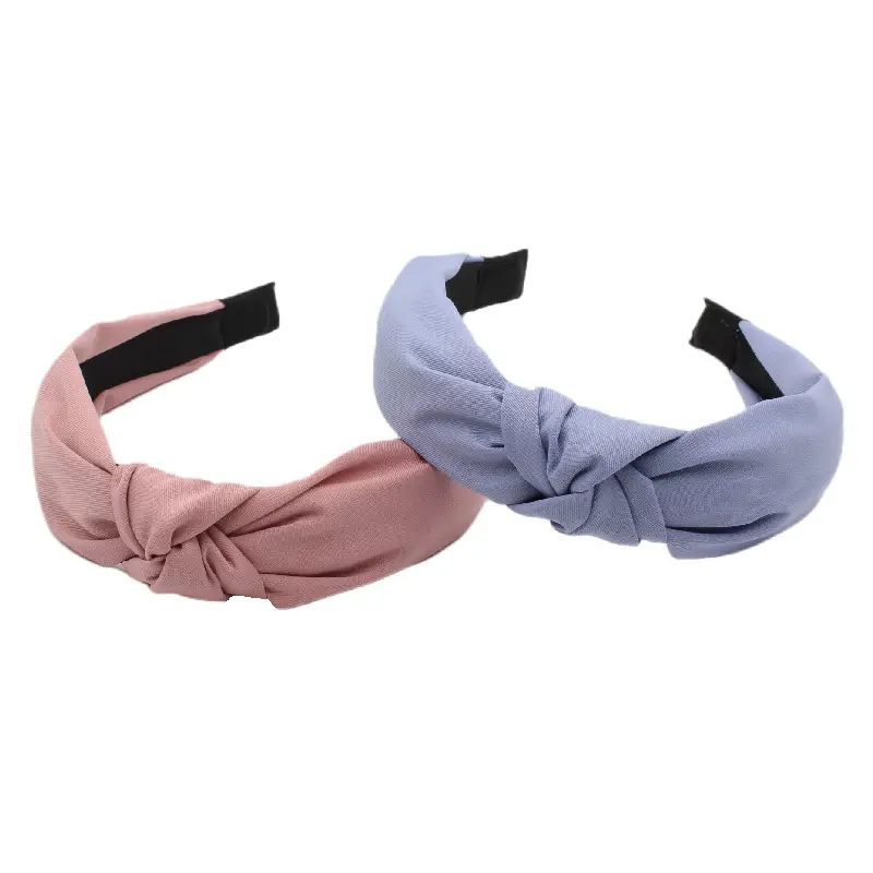 Korean New Hair Hoop Out Cross Knot Solid Color Wide-brimmed Headband — feature 3