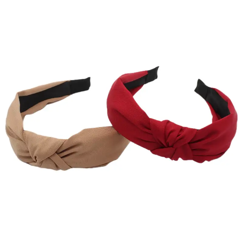 Korean New Hair Hoop Out Cross Knot Solid Color Wide-brimmed Headband — feature 7