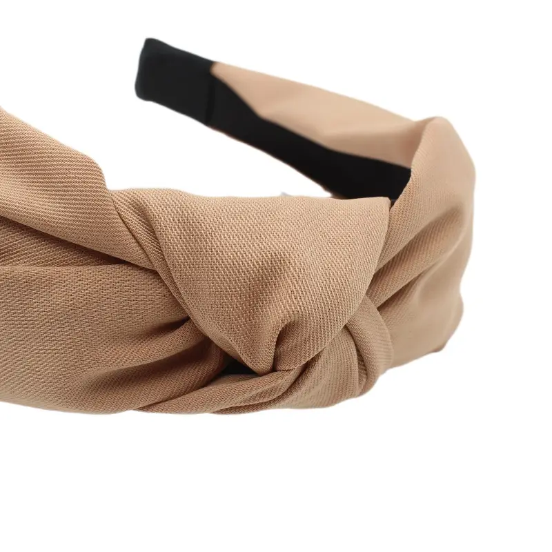 Korean New Hair Hoop Out Cross Knot Solid Color Wide-brimmed Headband — feature 9