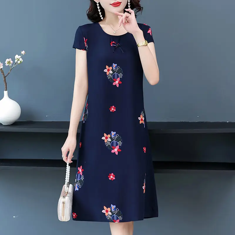 Women Silk Nightgown Pink Floral Large Summer Wear - Image 3