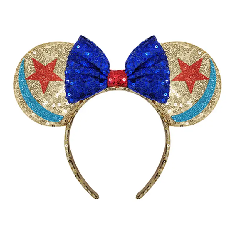 Champagne headband blue bow