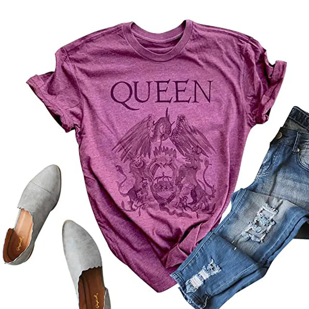 Women Queen Rock Band Printed Cotton Top
