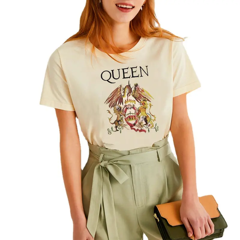 Women Queen Rock Band Printed Cotton Top
