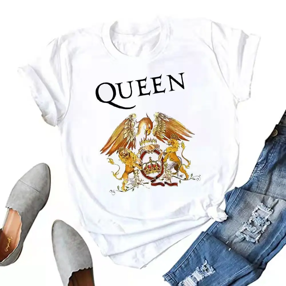Women Queen Rock Band Printed Cotton Top