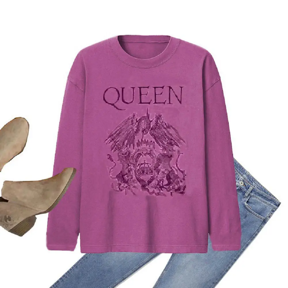 Women Queen Rock Band Printed Cotton Top