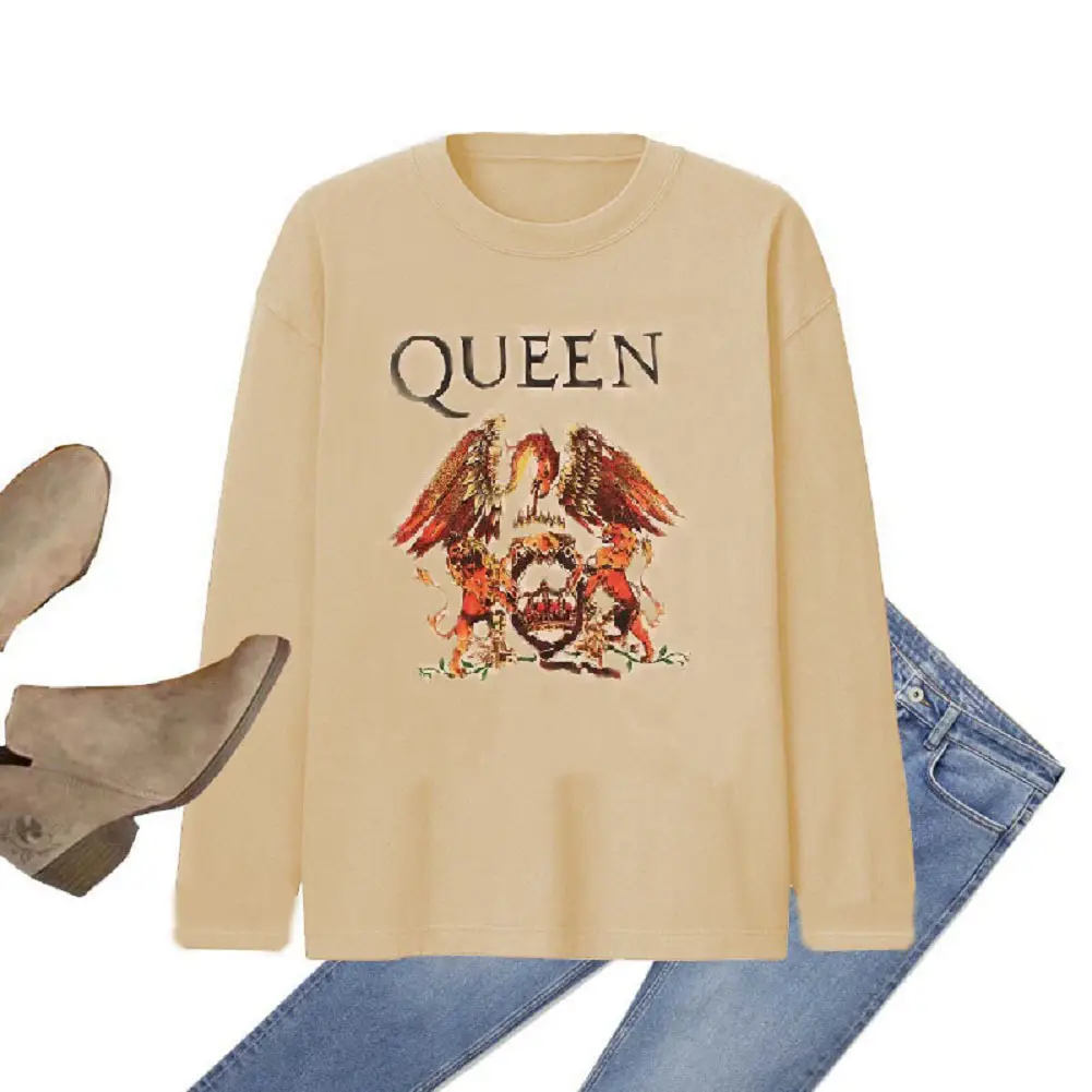 Women Queen Rock Band Printed Cotton Top