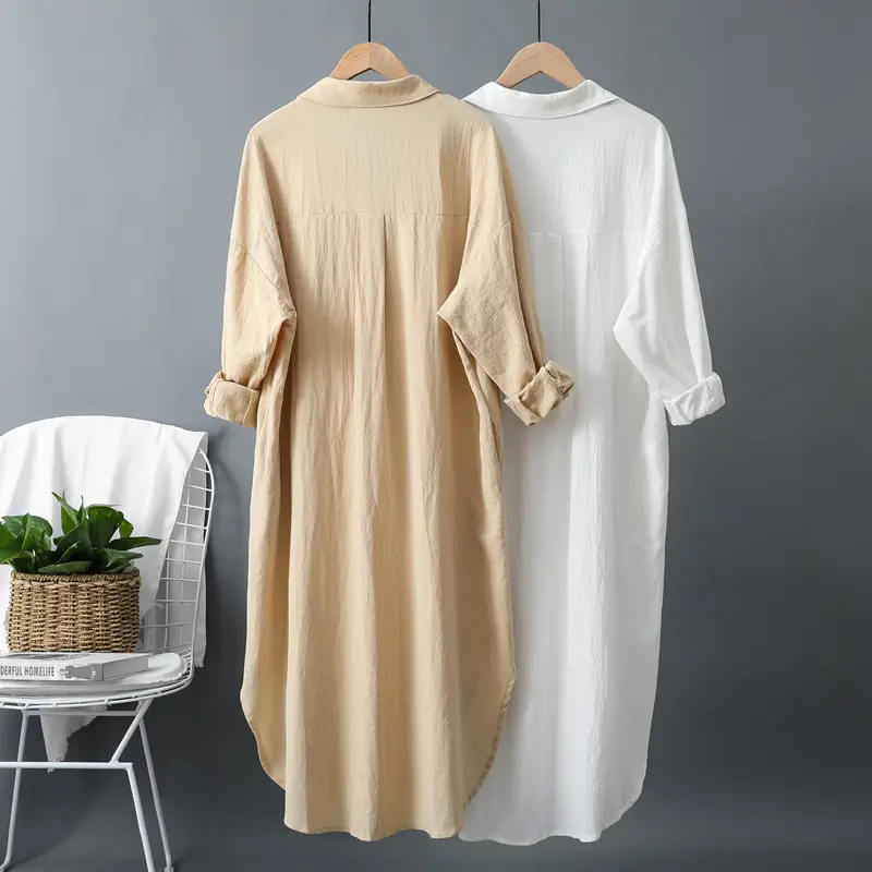 Women Cotton Linen Mid-Length Sun Protection Shirt - Image 7
