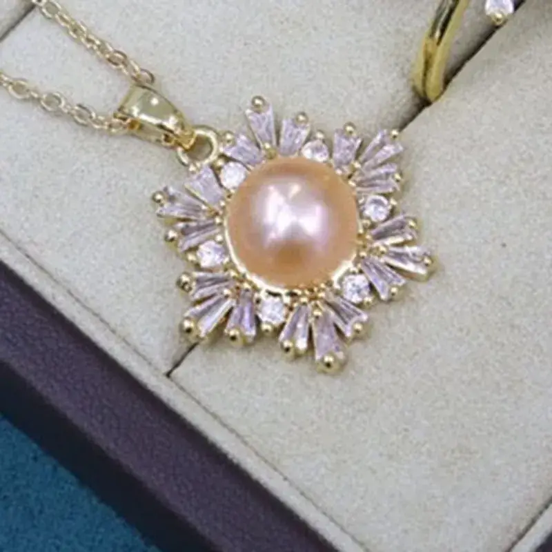 Zhuji Pearl Necklace Set 8-9mm Freshwater Pearl Gold Plated