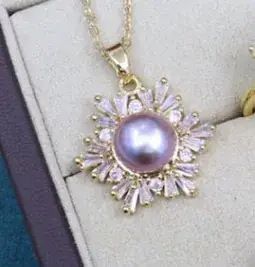 Zhuji Pearl Necklace Set 8-9mm Freshwater Pearl Gold Plated