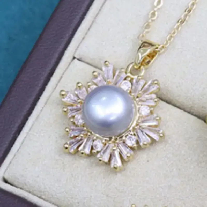 Zhuji Pearl Necklace Set 8-9mm Freshwater Pearl Gold Plated