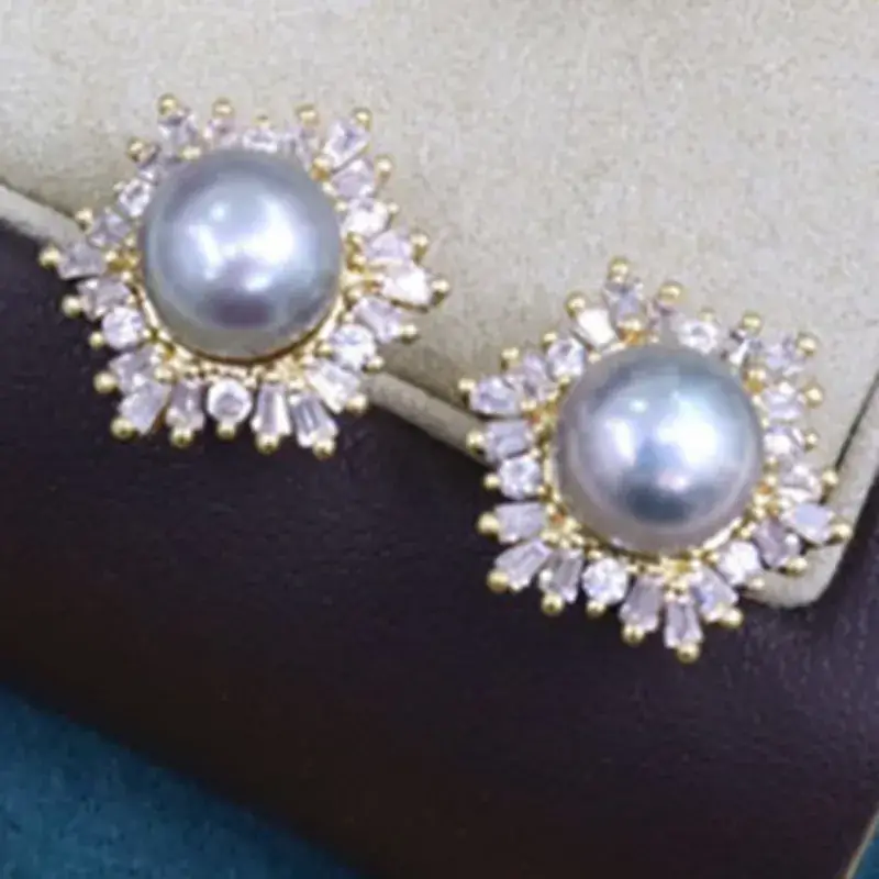Zhuji Pearl Necklace Set 8-9mm Freshwater Pearl Gold Plated