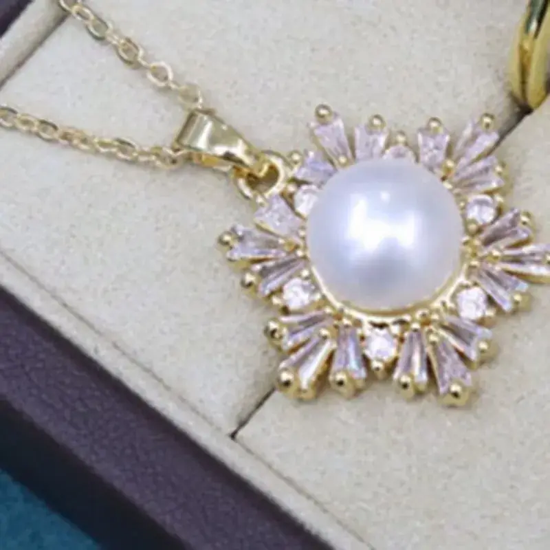 Zhuji Pearl Necklace Set 8-9mm Freshwater Pearl Gold Plated