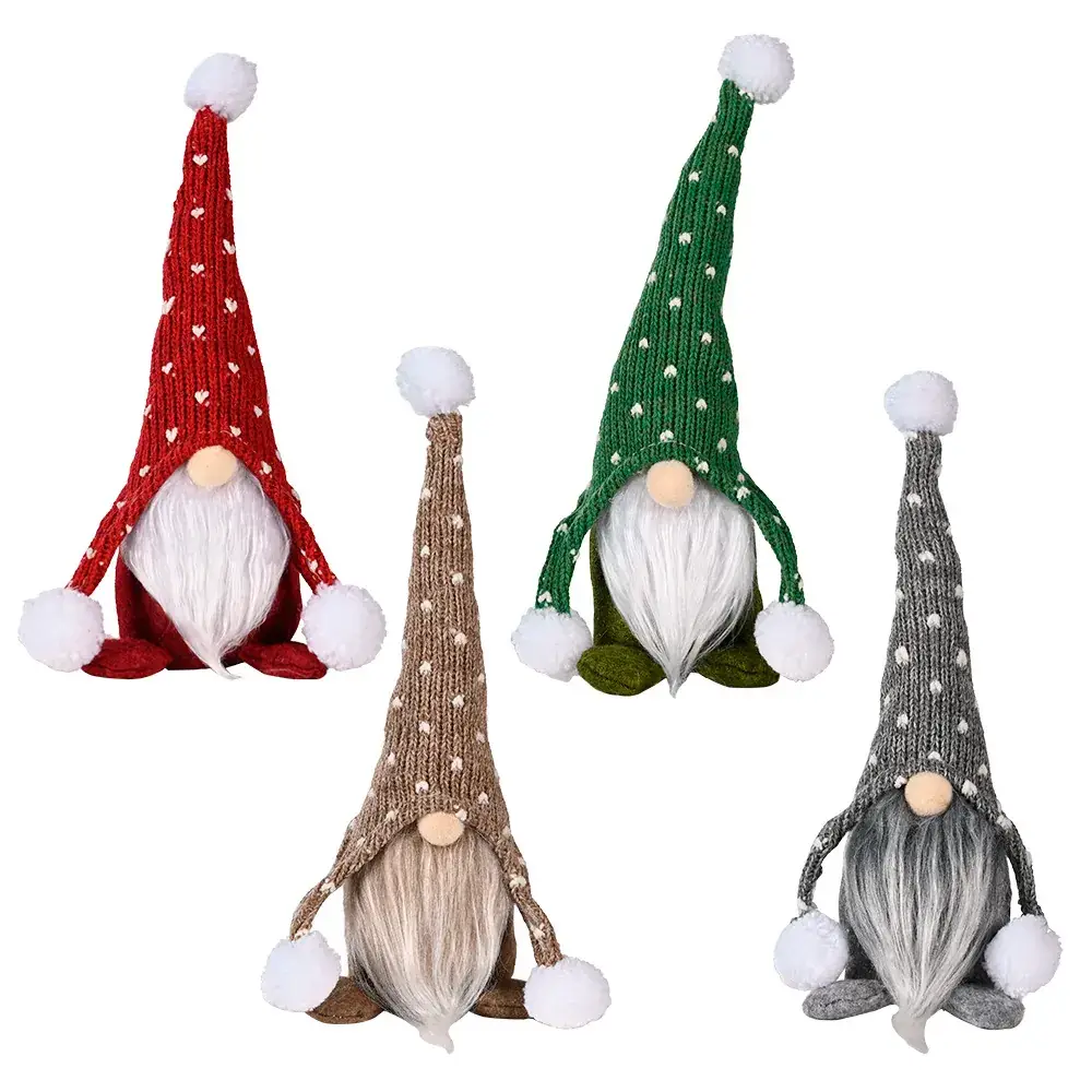 Red Knitted Rudolph Christmas Doll with White Beard - Image 5