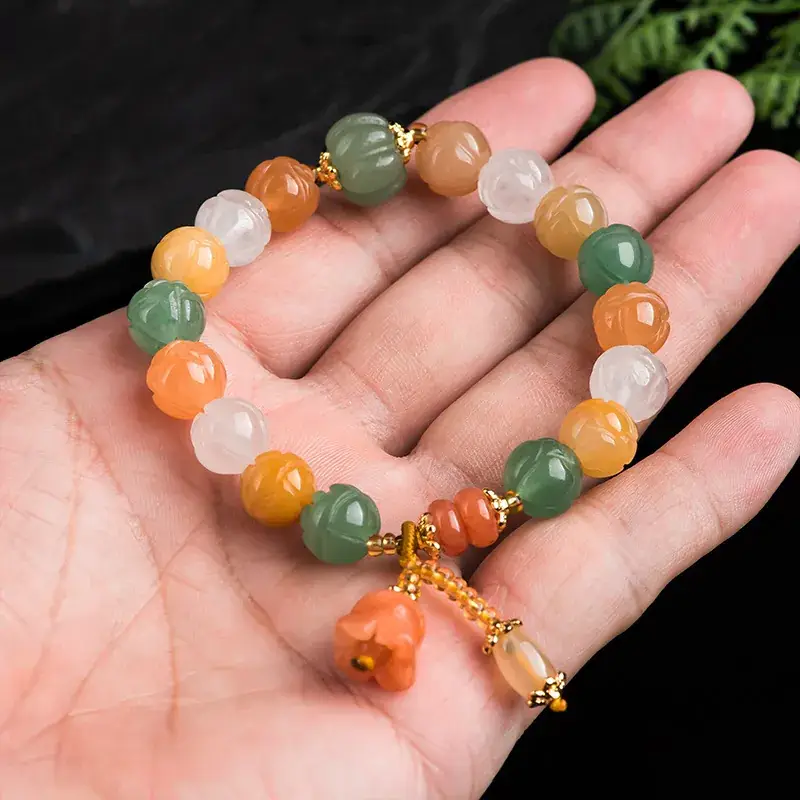Natural Xinjiang Golden Silk Jade Bracelet Dongling Jade Topaz Original