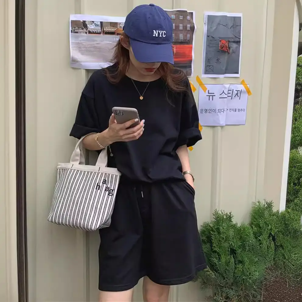 Green Loose Fit Summer 2-Piece Suit for Women