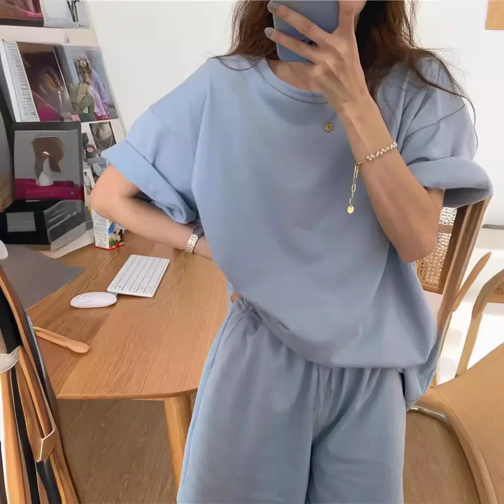 Green Loose Fit Summer 2-Piece Suit for Women