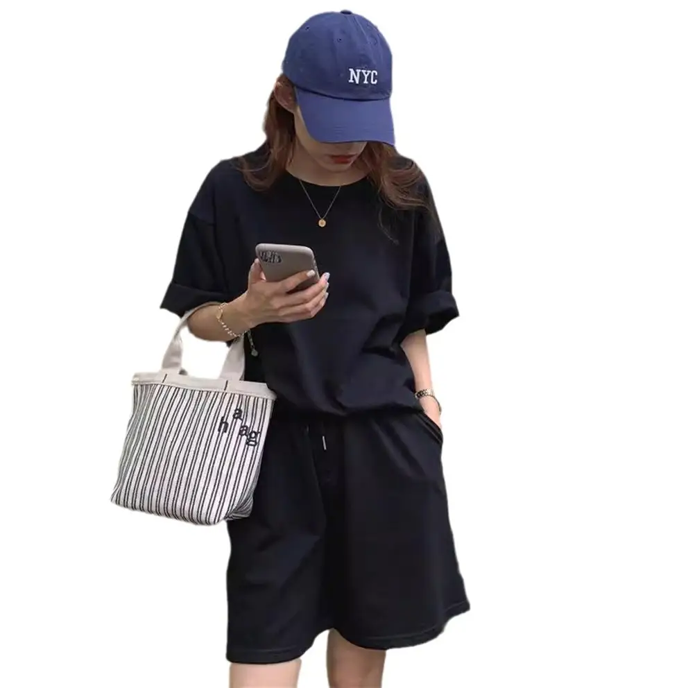 Green Loose Fit Summer 2-Piece Suit for Women