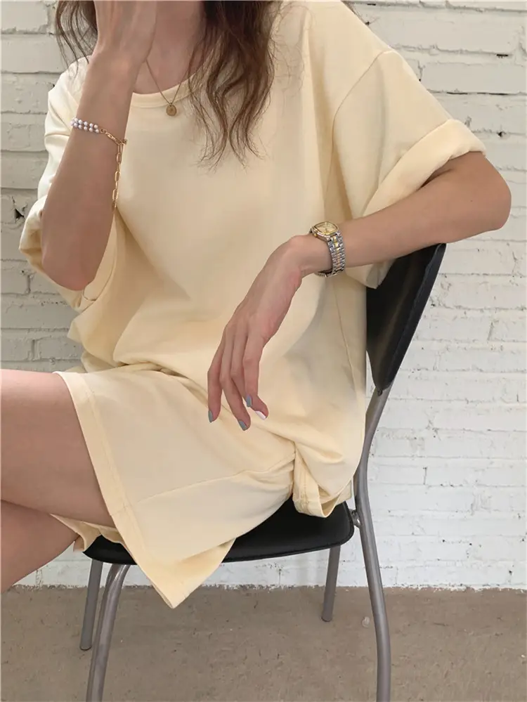 Green Loose Fit Summer 2-Piece Suit for Women