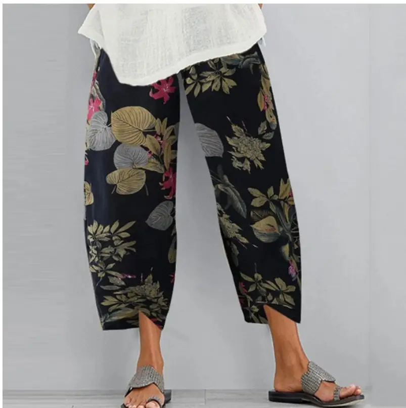 Vintage Printed Loafer Pants for Women Red Patterned - Image 2