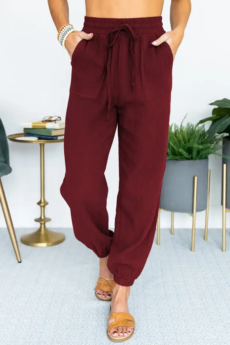Women's White High Waist Casual Pants with Lace-Up Legs
