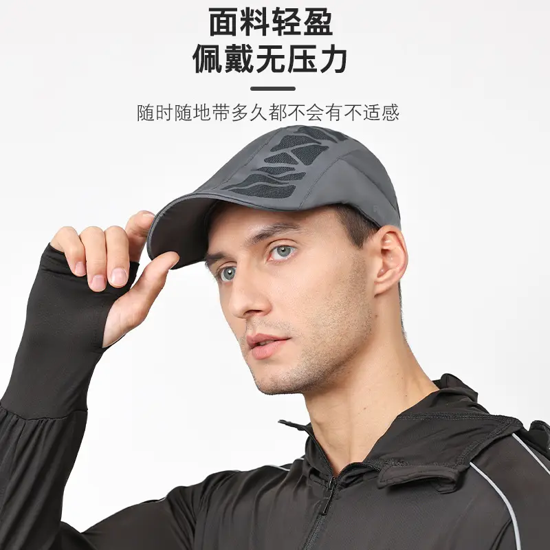 Men Black Mesh Sun Cap Adjustable Strap Lightweight - Image 6