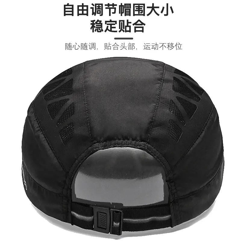 Men Black Mesh Sun Cap Adjustable Strap Lightweight - Image 8