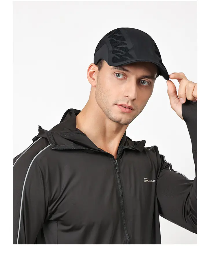 Men Black Mesh Sun Cap Adjustable Strap Lightweight — feature 15