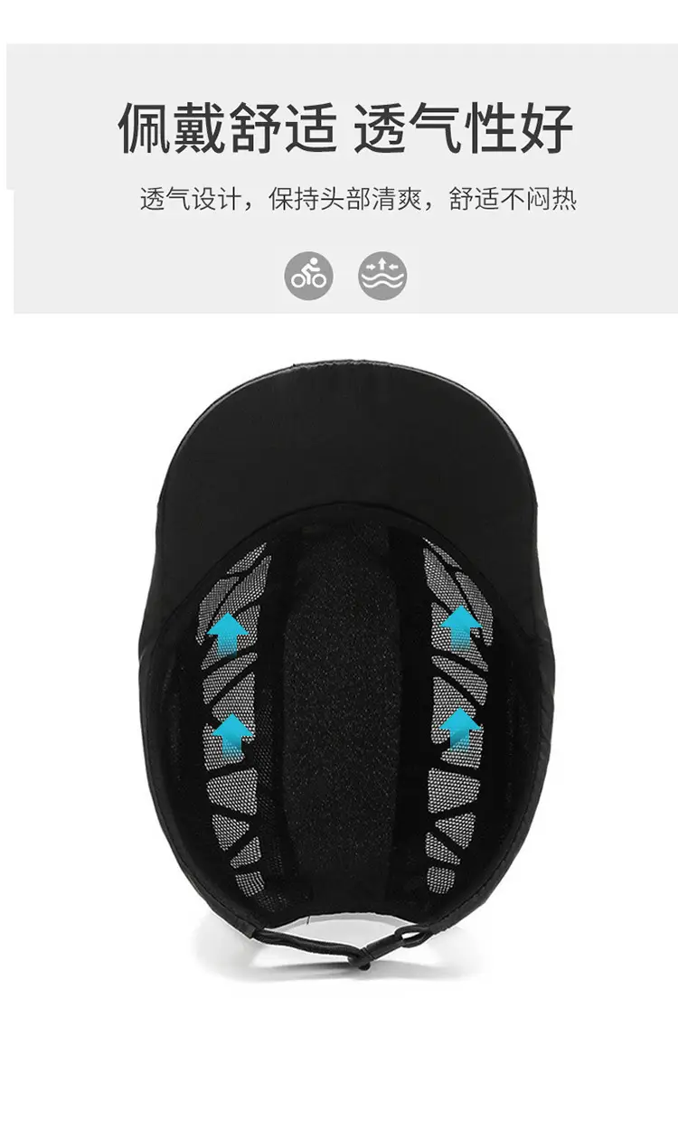 Men Black Mesh Sun Cap Adjustable Strap Lightweight — feature 6