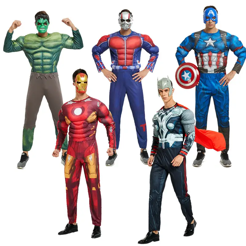 Halloween Adult Muscle Iron Man Spiderman Superman Batman Hulk cos Suit Show Costumes Men and Women