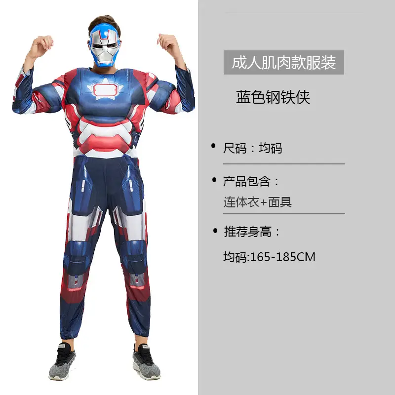 Halloween Adult Muscle Iron Man Spiderman Superman Batman Hulk cos Suit Show Costumes Men and Women — feature 6