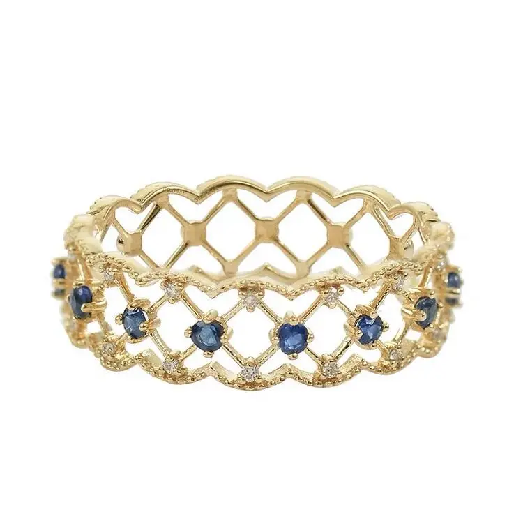 18K Gold Plated Japanese Style Sapphire Ring for Women - Image 7