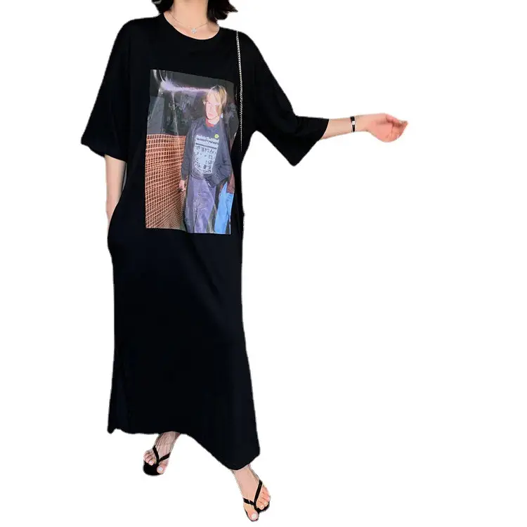 Plus Size Printed K-Style Fat Sister Dress Women