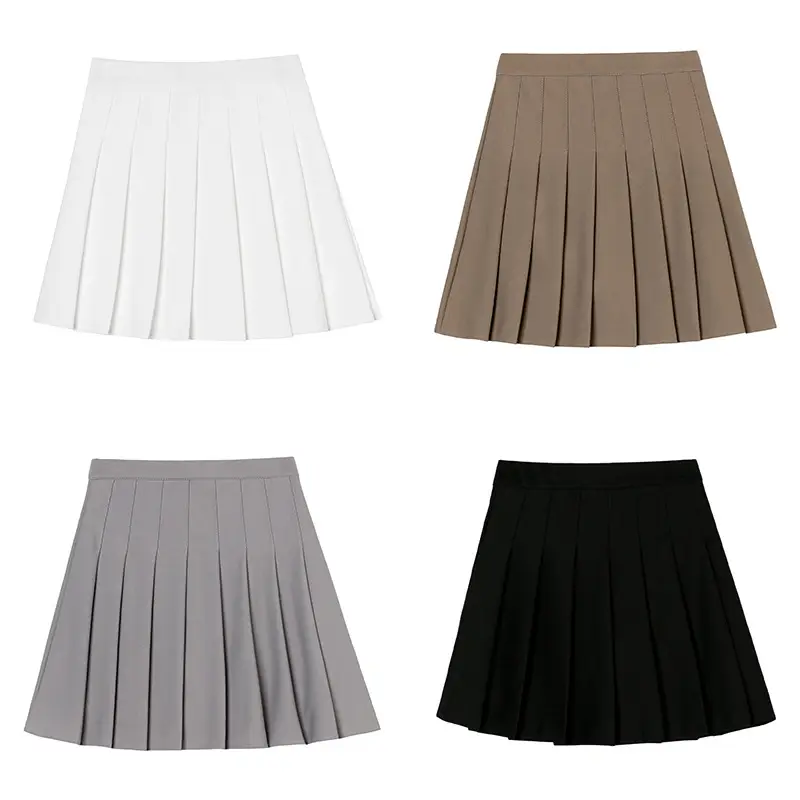 Women Korean Style Pleated Skirt High Waist White