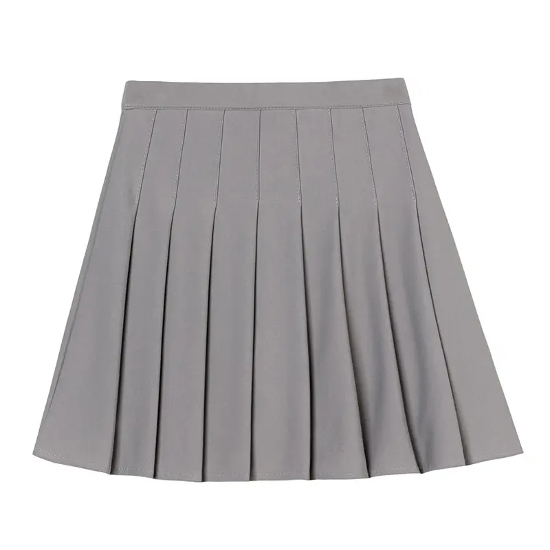 Women Korean Style Pleated Skirt High Waist White