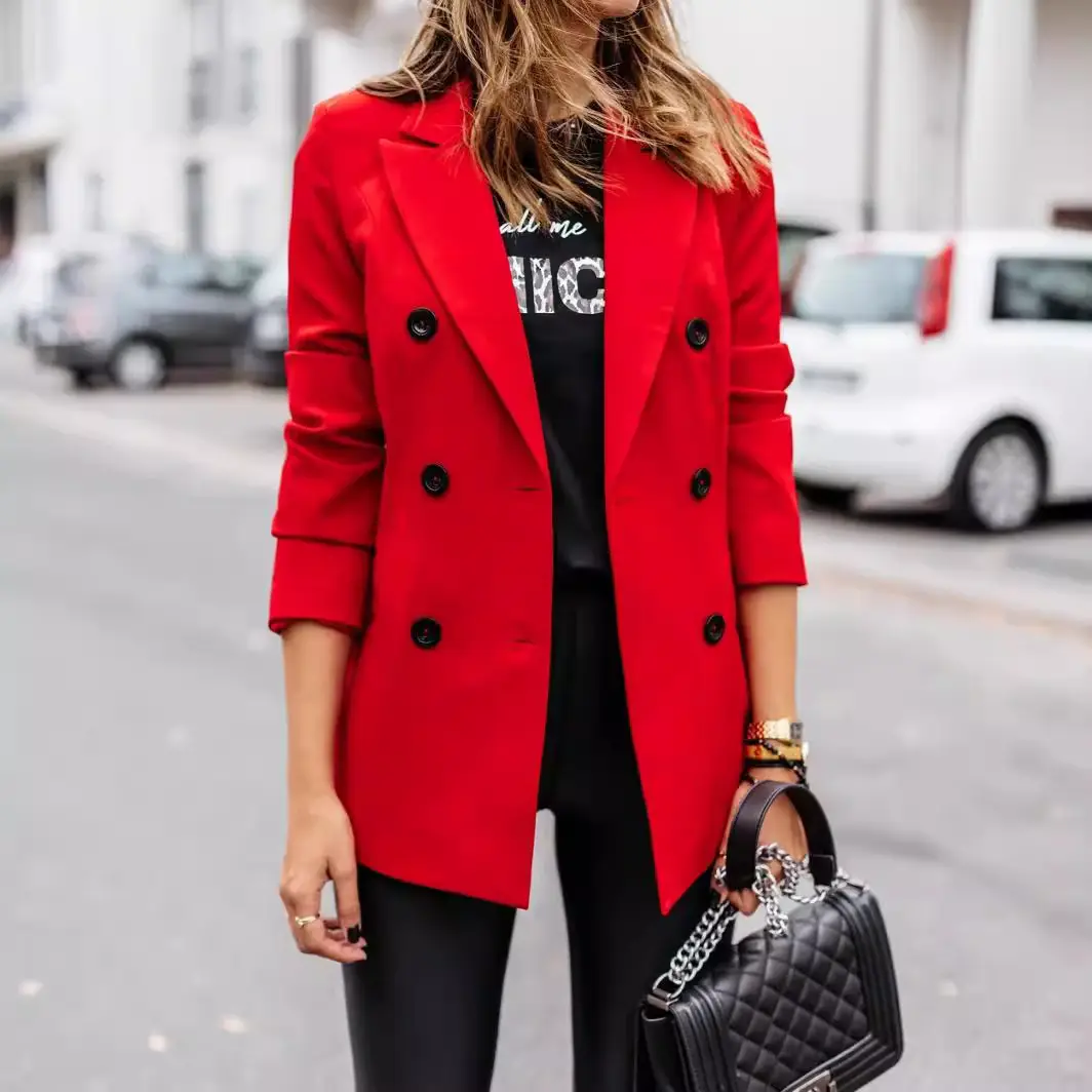 Women's Pink Long Sleeve Button Suit Small Outwear - Image 14