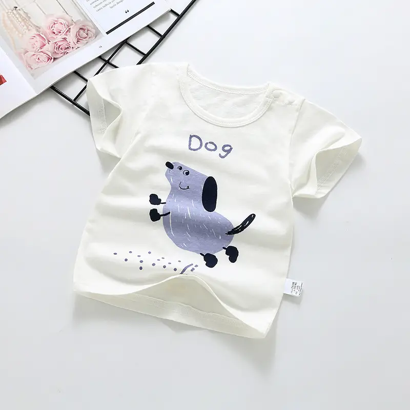 Baby Cotton T-Shirt White Cartoon One Year Old - Image 2