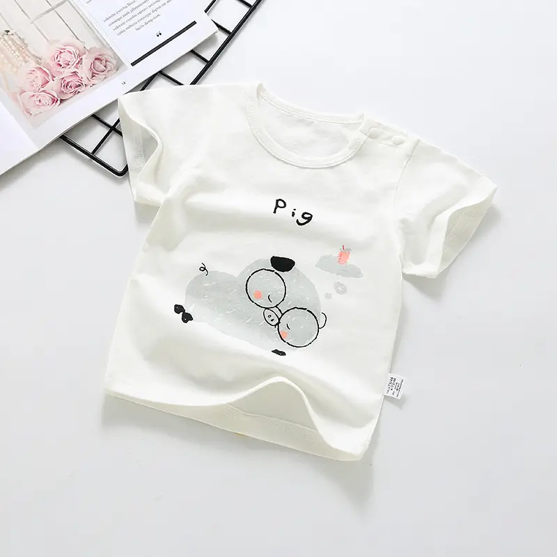 Baby Cotton T-Shirt White Cartoon One Year Old - Image 3