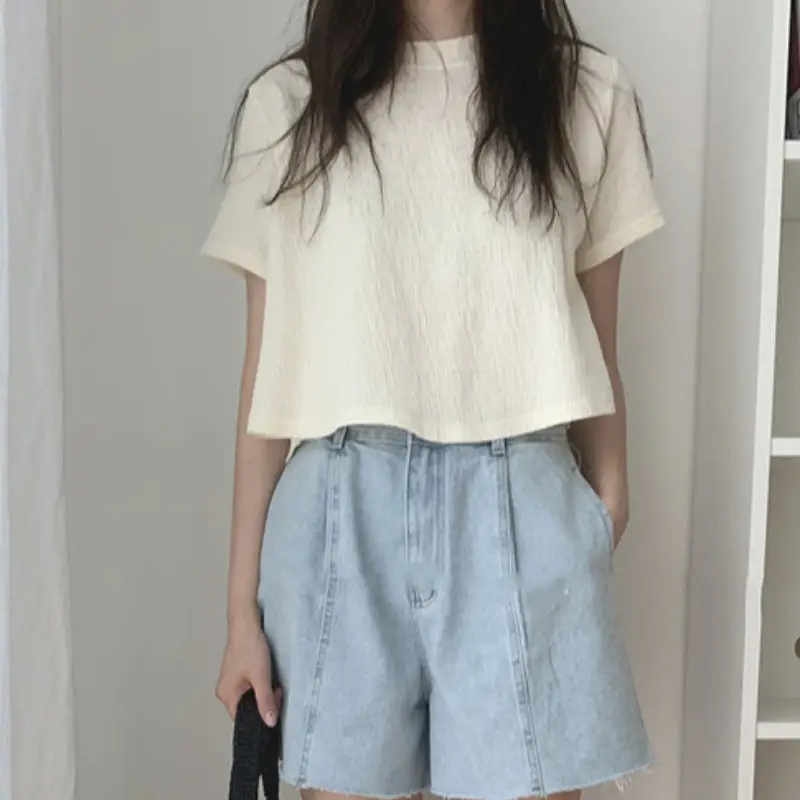 Women Irregular T-Shirt Summer Loose Sleeve White - Image 7